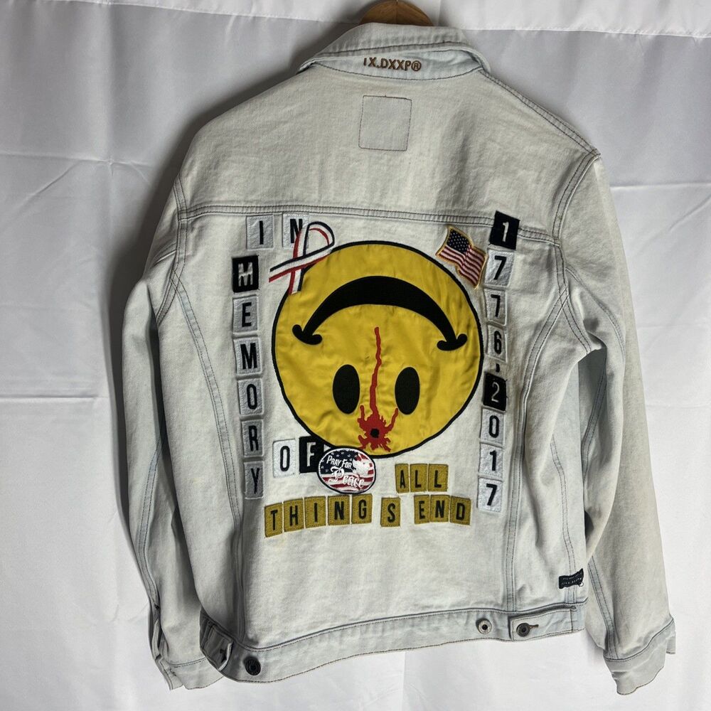 10 Deep Tenth Division Denim Jacket Smiley Face Headshot Medium